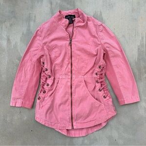 Mac & Me Pink Zip-Up Jacket with Side Lace Detailing